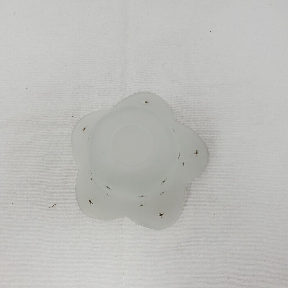 PartyLite White Satin Glass Frosted Tulip Candle Holder Gold Stars - Picture 6 of 11